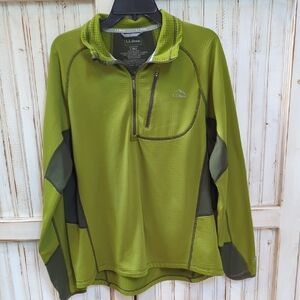 LL Bean, Avocado Green Lightweight Waffle Knit Quarter Zip. Lg